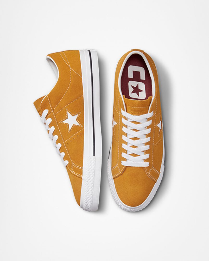 Pánské Skate Boty Converse One Star Pro Zlaté Oranžové Bílé Černé | CZ OSGD63